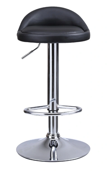 SILLA BAR OPRAH ALTA EN CUERO PU Y BASE EN ACERO CROMADA - NEGRO