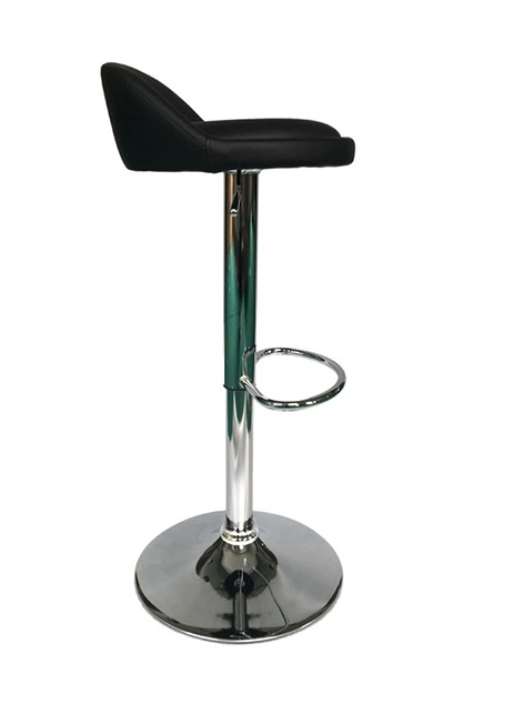 SILLA BAR OPRAH ALTA EN CUERO PU Y BASE EN ACERO CROMADA - NEGRO
