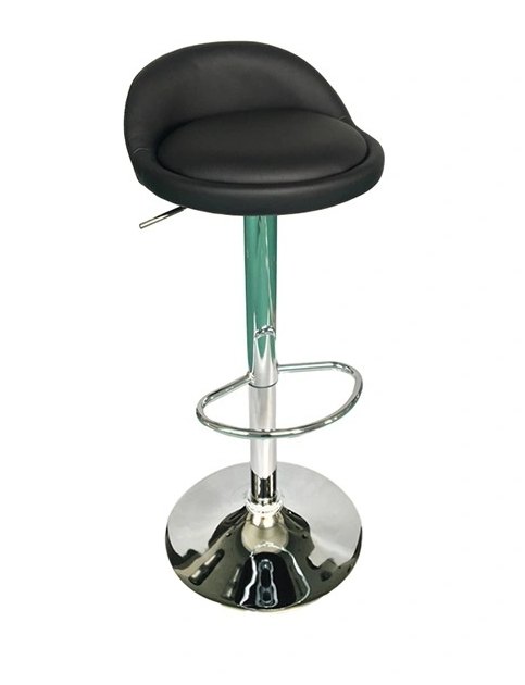 SILLA BAR OPRAH ALTA EN CUERO PU Y BASE EN ACERO CROMADA - NEGRO