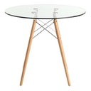 MESA EAMES PATAS DE MADERA VIDRIO TEMPLADO NEGRO REDONDO