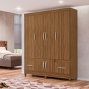 CLOSET ARMARIO 4 PUERTAS 2 CAJONES CASTAÑO 204 X 165 CM