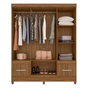 CLOSET ARMARIO 4 PUERTAS 2 CAJONES CASTAÑO 204 X 165 CM