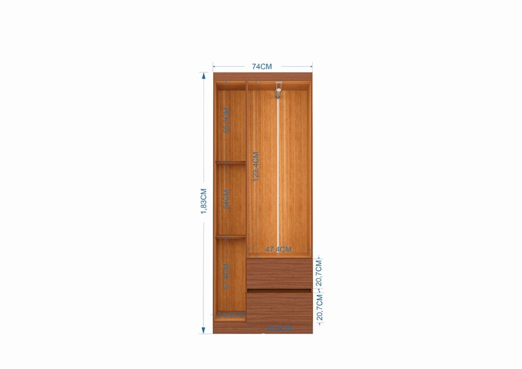 CLOSET ARMARIO LISBOA 3 PUERTAS 183X 74 CM CAPUCHINO