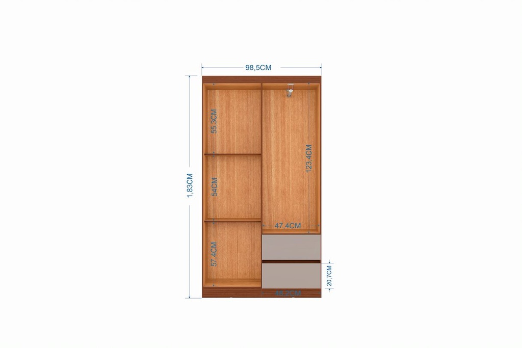 CLOSET ARMARIO LISBOA 4 PUERTAS 183 X 98.5 CM CAPUCHINO HUESO