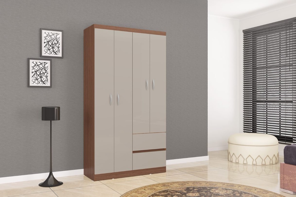 CLOSET ARMARIO LISBOA 4 PUERTAS 183 X 98.5 CM CAPUCHINO HUESO
