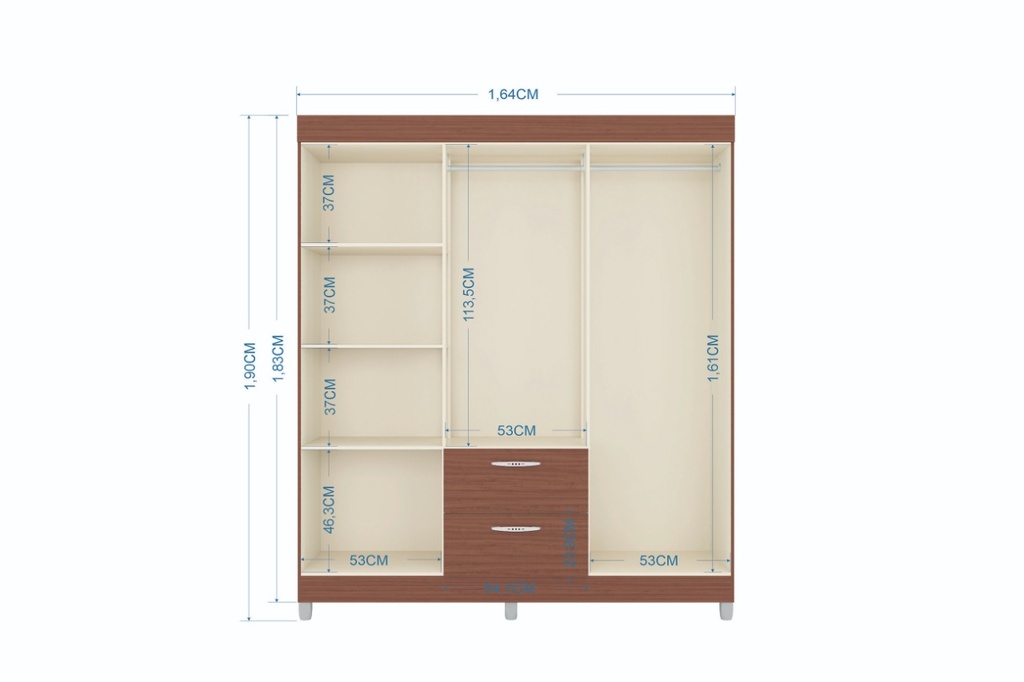 CLOSET TOKIO 6 PUERTAS 2 CAJONES COLOR CAPUCHINO
