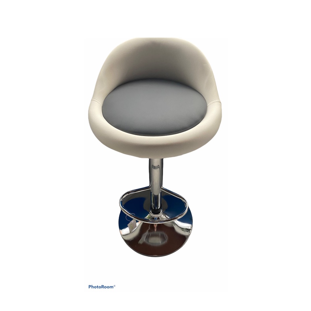 SILLA BAR BUTACO BLANCO CUERINA ALCOLCHONADO DC-6082Z CROMO