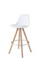 SILLA DE BAR ALTA BLANCA POLIPROPILENO ALCOLCHONABLE PATAS DE MADERA