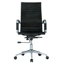 SILLA BRUSELAS ALTA / NEGRA / BASE CROMO / ASIENTO Y ESPALDA EN CUERO SINTETICO