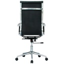 SILLA BRUSELAS ALTA / NEGRA / BASE CROMO / ASIENTO Y ESPALDA EN CUERO SINTETICO