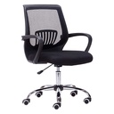 SILLA DE MALLA NEGRA OPERA SIN CABCERO CROMO BRAZOS FIJOS ERGONOMICA