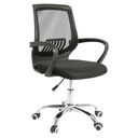 SILLA DE MALLA NEGRA OPERA SIN CABCERO CROMO BRAZOS FIJOS ERGONOMICA