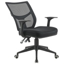 SILLA LIVORNO BASE NYLON / BRAZO FIJO / ASIENTO GRADUABLE EN ALTURA EN PAÑO NEGRO /ESPALDA EN MALLA NEGRA / MECANISMO SINCRO MULTIPLES BLOQUEOS