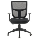 SILLA LIVORNO BASE NYLON / BRAZO FIJO / ASIENTO GRADUABLE EN ALTURA EN PAÑO NEGRO /ESPALDA EN MALLA NEGRA / MECANISMO SINCRO MULTIPLES BLOQUEOS