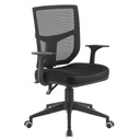 SILLA LIVORNO BASE NYLON / BRAZO FIJO / ASIENTO GRADUABLE EN ALTURA EN PAÑO NEGRO /ESPALDA EN MALLA NEGRA / MECANISMO SINCRO MULTIPLES BLOQUEOS