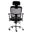SILLA ERGONOMICA REDENTOR BRAZOS GRADUABLES RECLINABLE MALLA NEGRA CON CABECERO
