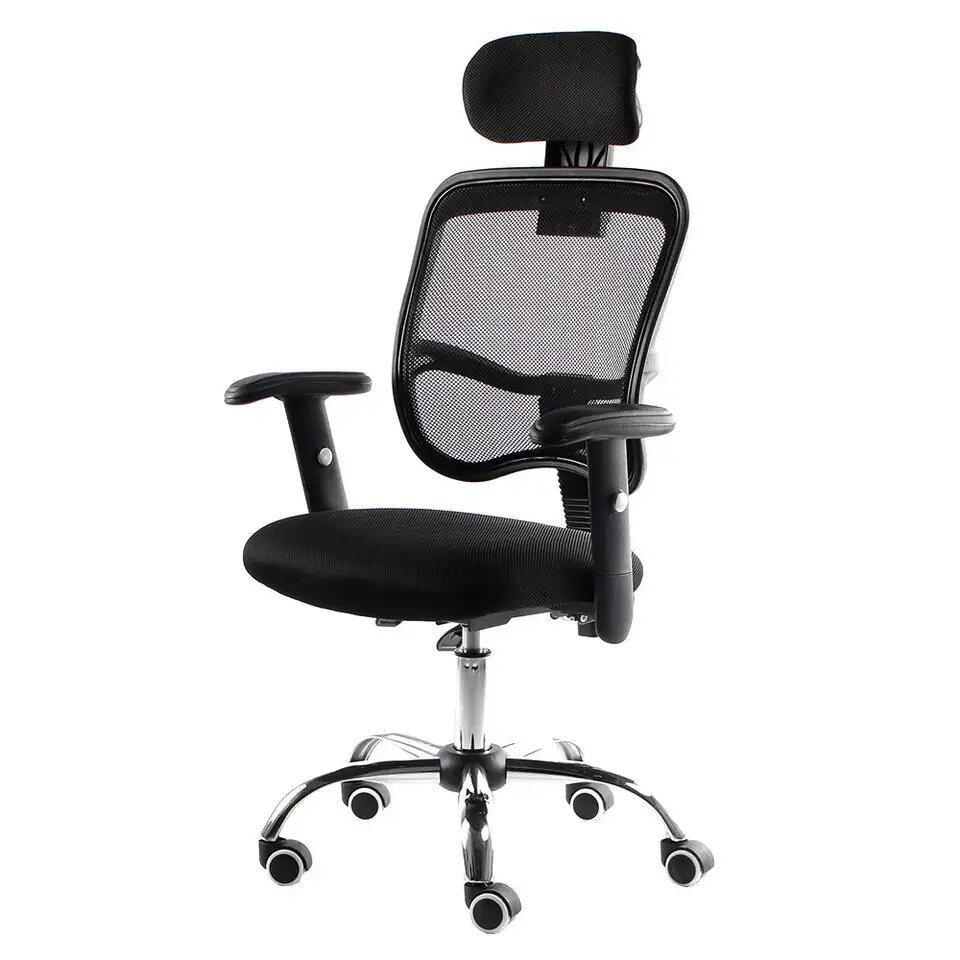SILLA ERGONOMICA REDENTOR BRAZOS GRADUABLES RECLINABLE MALLA NEGRA CON CABECERO