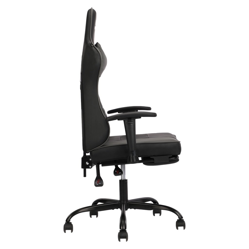 SILLA GAMER NEGRO GRIS BRAZOS 2D DESCANSAPIES OMEGA RECLINABLE