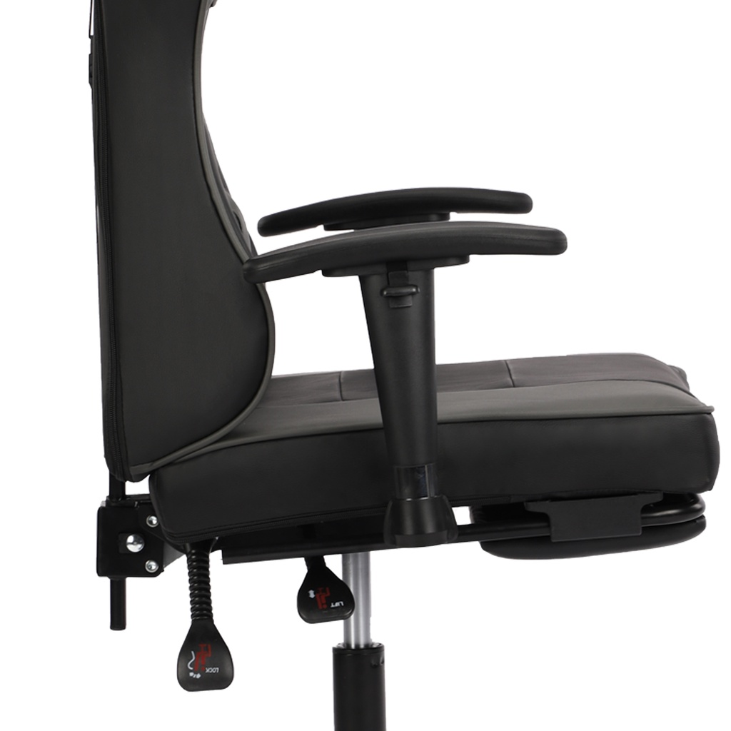 SILLA GAMER NEGRO GRIS BRAZOS 2D DESCANSAPIES OMEGA RECLINABLE