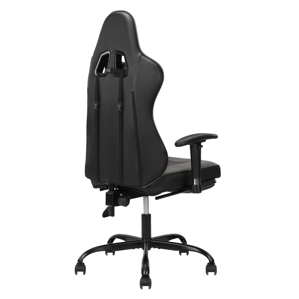 SILLA GAMER NEGRO GRIS BRAZOS 2D DESCANSAPIES OMEGA RECLINABLE