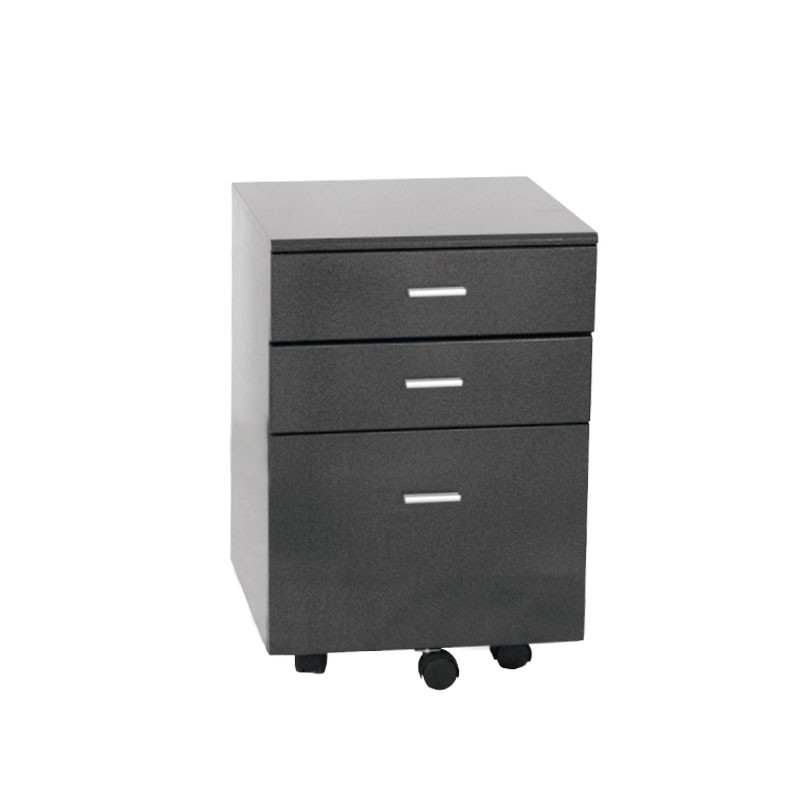 ARCHIVADOR EN MDF / 3 CAJONES / CON RADACHINES / PINTURA NEGRA / LARGO 47 CM / ANCHO 47 CM / ALTO 68 CM