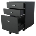ARCHIVADOR EN MDF / 3 CAJONES / CON RADACHINES / PINTURA NEGRA / LARGO 47 CM / ANCHO 47 CM / ALTO 68 CM
