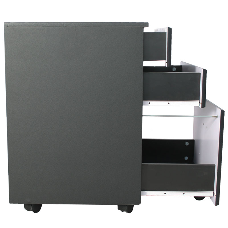 ARCHIVADOR EN MDF / 3 CAJONES / CON RADACHINES / PINTURA NEGRA / LARGO 47 CM / ANCHO 47 CM / ALTO 68 CM