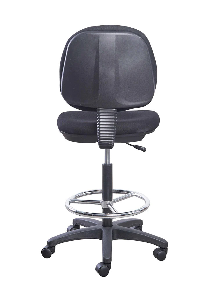 SILLA PARA CAJERO ALTA / ASIENTO Y ESPALDAR TAPIZADO / NEGRA