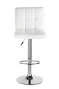 SILLA BAR ALTA BASE CROMO CUERINA BLANCA AJUSTABLE TIPO L ASIENTO