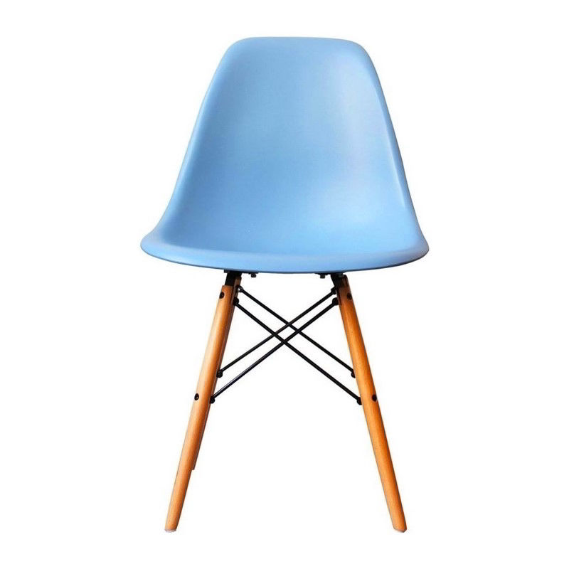 SILLA EAMES TRADICIONAL PATAS MADERA CELESTE POLIPROPILENO