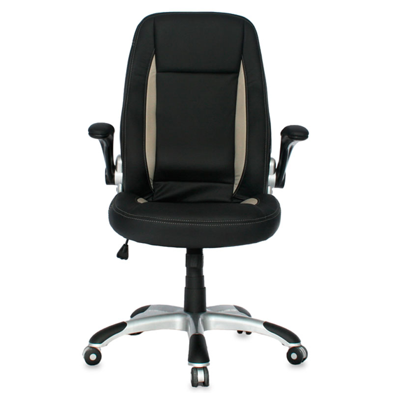 SILLA ERGONOMICA BRAZOS ABATIBLES TURIN CUERINA BASE NYLON