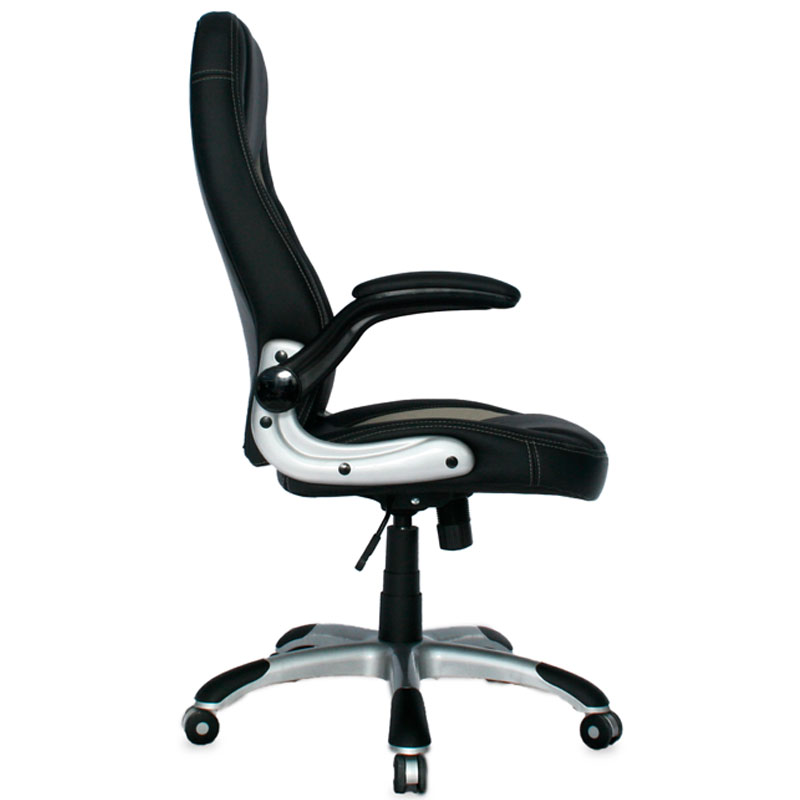 SILLA ERGONOMICA BRAZOS ABATIBLES TURIN CUERINA BASE NYLON