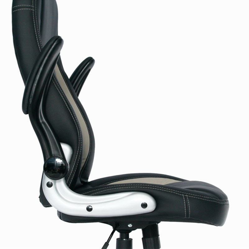 SILLA ERGONOMICA BRAZOS ABATIBLES TURIN CUERINA BASE NYLON