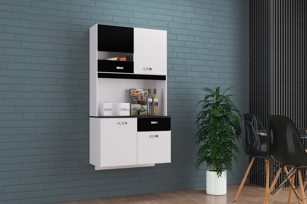 ALACENA MUEBLE COCINA LILI 4 PUERTAS BLANCO NEGRO