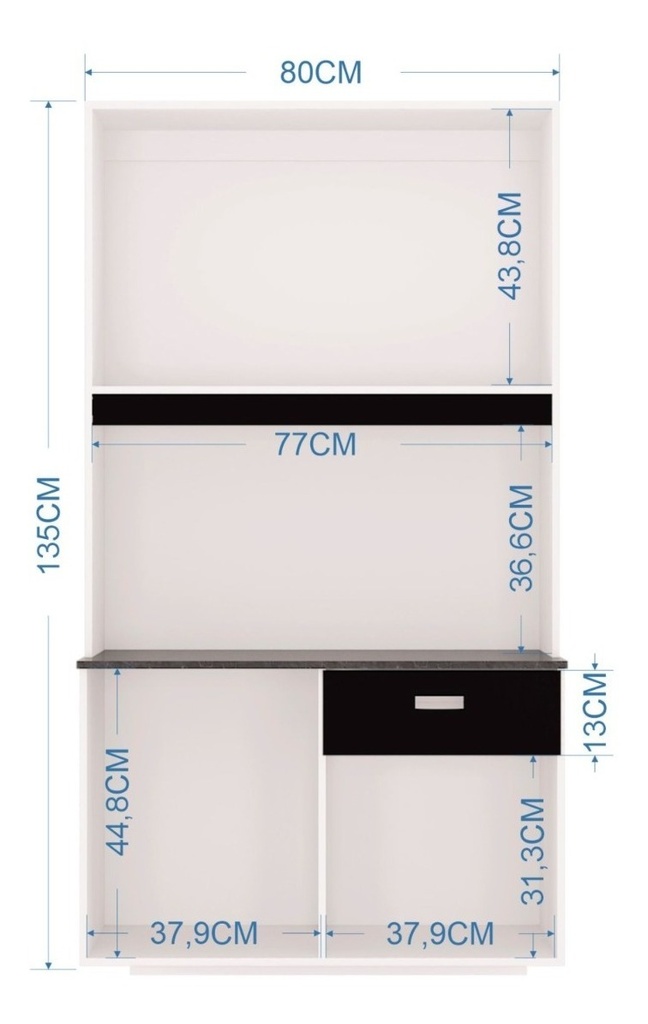 ALACENA MUEBLE COCINA LILI 4 PUERTAS BLANCO NEGRO