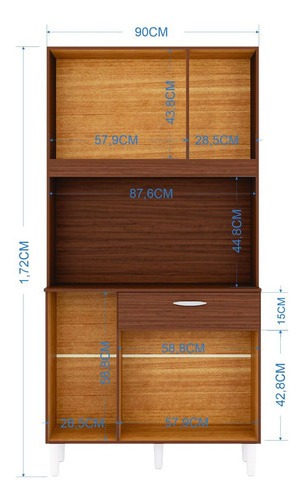 ALACENA MUEBLE DE COCINA MAGDA 6 PUERTAS 172X90 CM VIDRIO