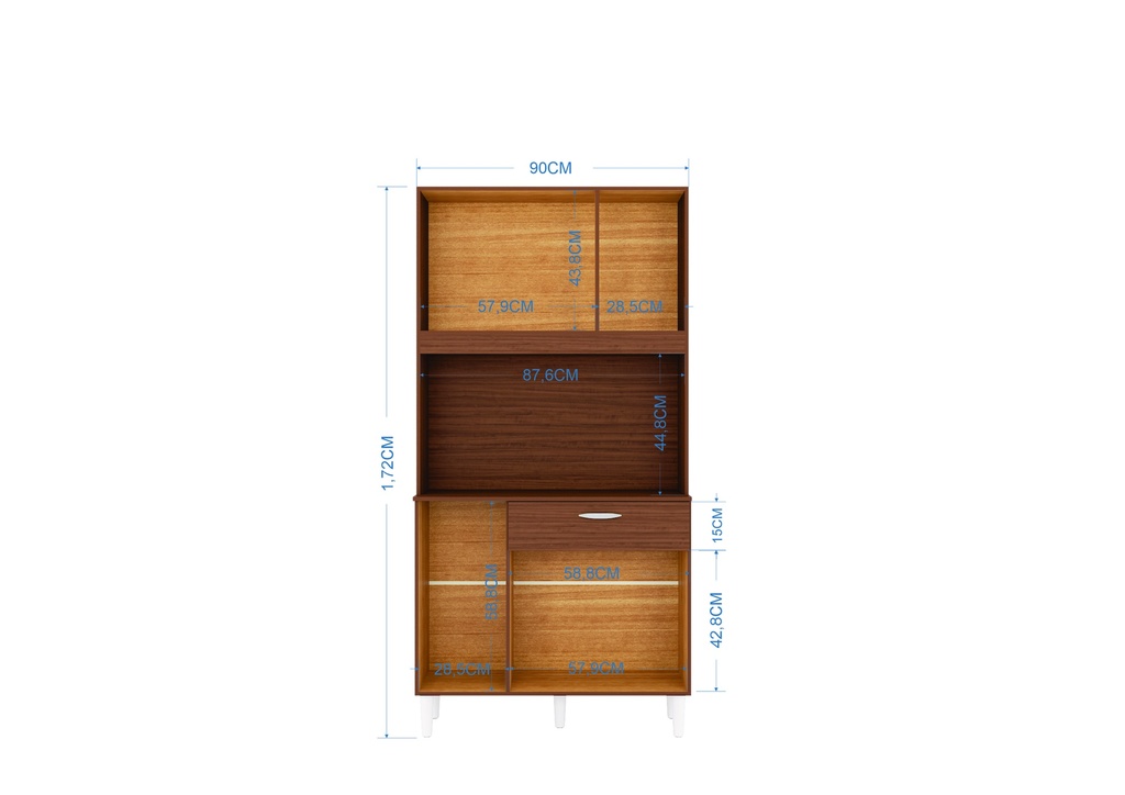 ALACENA MUEBLE DE COCINA MAGDA 6 PUERTAS 172X90 CM VIDRIO