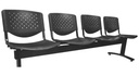 SILLA TANDEM DE 4 PUESTOS SALA DE ESPERA EN COLOR NEGRO Y ESTRUCTURA EN CROMO