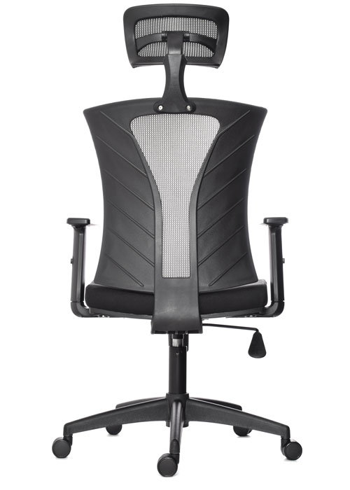 SILLA DE OFICINA PRAGA BRAZOS GRADUABLE / BASE NYLON / ASIENTO EN PAÑO NEGRO