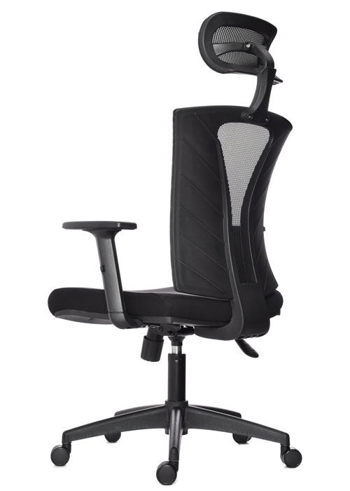 SILLA DE OFICINA PRAGA BRAZOS GRADUABLE / BASE NYLON / ASIENTO EN PAÑO NEGRO