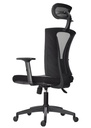 SILLA DE OFICINA PRAGA BRAZOS GRADUABLE / BASE NYLON / ASIENTO EN PAÑO NEGRO