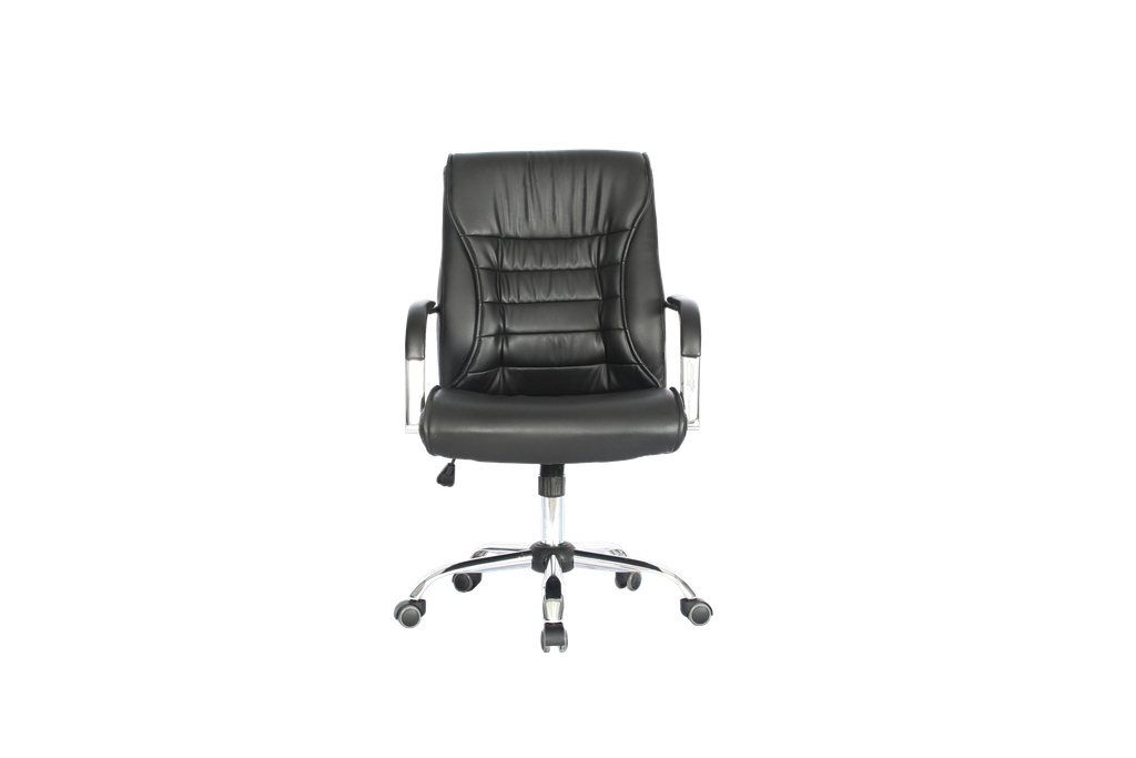 SILLA OFICINA GERENCIAL CUERINA GIRATORIA ERGONOMICA NEGRA TOLEDO