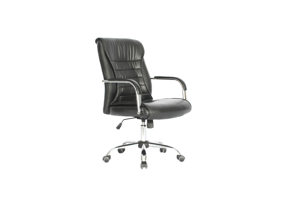 SILLA OFICINA GERENCIAL CUERINA GIRATORIA ERGONOMICA NEGRA TOLEDO