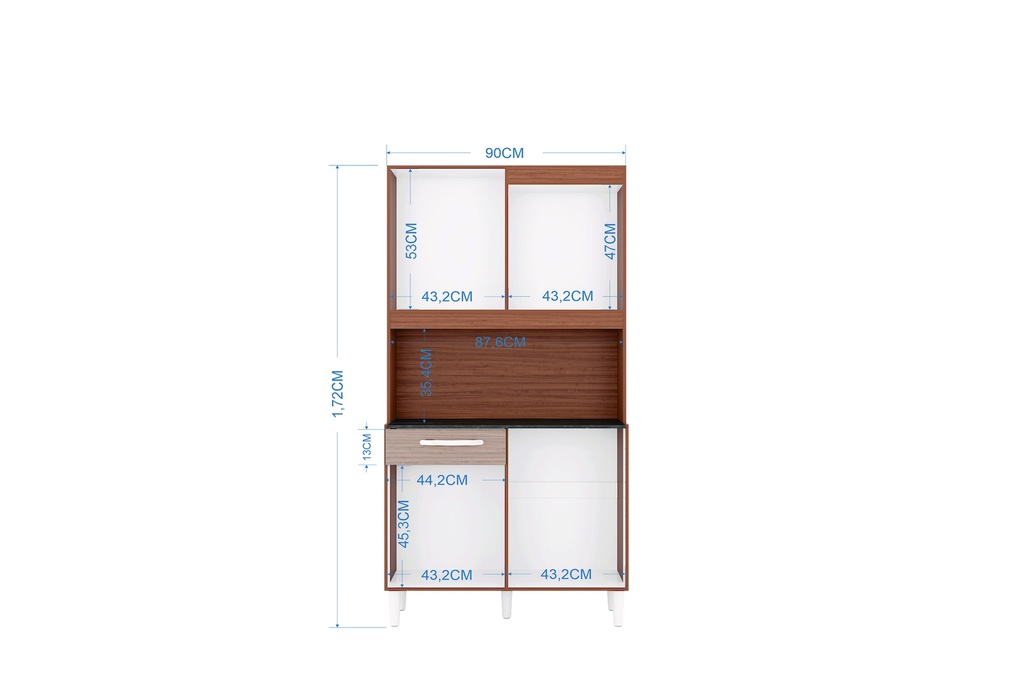ALACENA CARINE 4 PUERTAS CAPUCHINO ALMENDRA COCINA172CM X 90 CM
