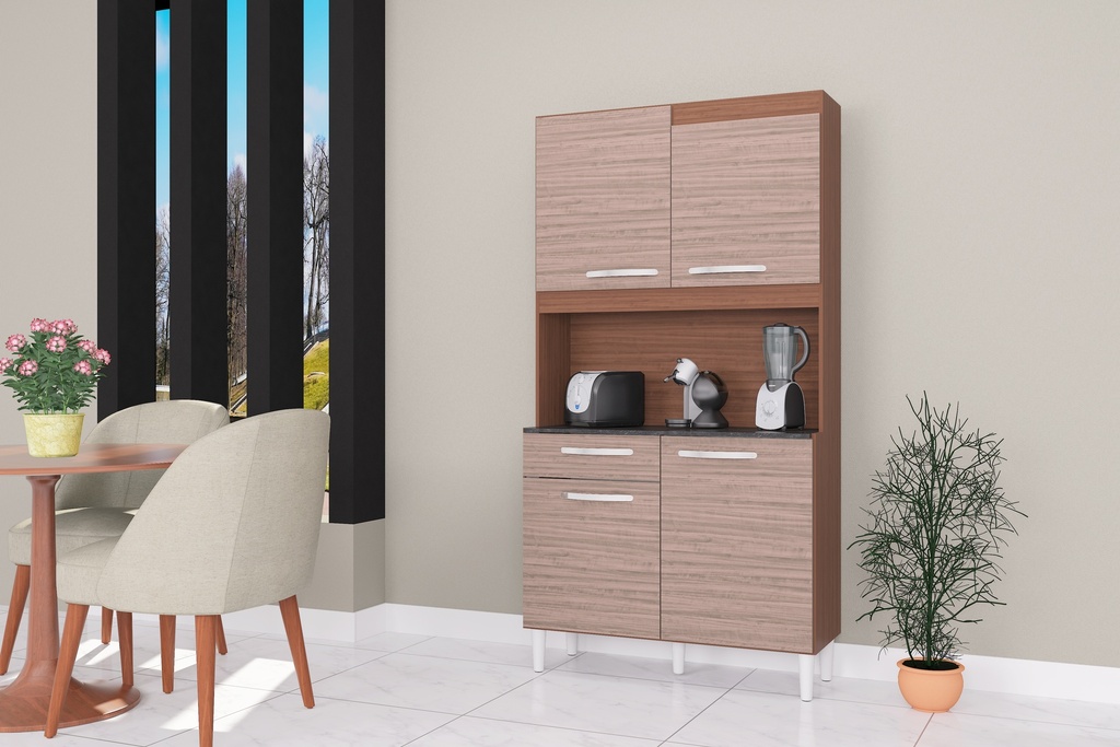 ALACENA CARINE 4 PUERTAS CAPUCHINO ALMENDRA COCINA172CM X 90 CM
