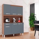 ALACENA MUEBLE AUXILIAR COCINA CARINE 6 PUERTAS GRIS - CAPUCHINO
