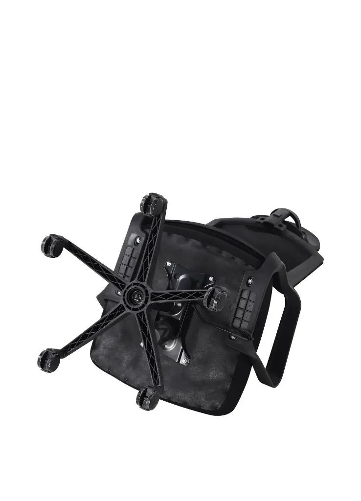 SILLA DE OFICINA BRAZOS FIJOS SARAVENA BASE NYLON SOPORTE LUMBAR NEGRA MALLA