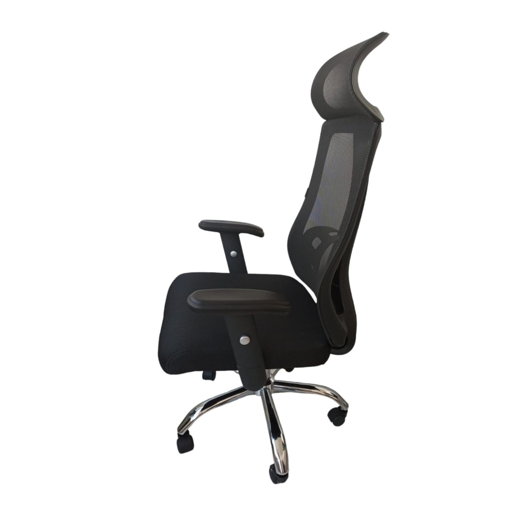 SILLA GERENCIAL CON SOPORTE LUMBAR EVEREST MALLA NEGRA BRAZOS GRAGUABLES