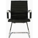 SILLA INTERLOCUTORA POLONIA / ESTRUCTURA CROMO / ASIENTO Y ESPALDA TAPIZADO EN CUERO SINTETICO NEGRO
