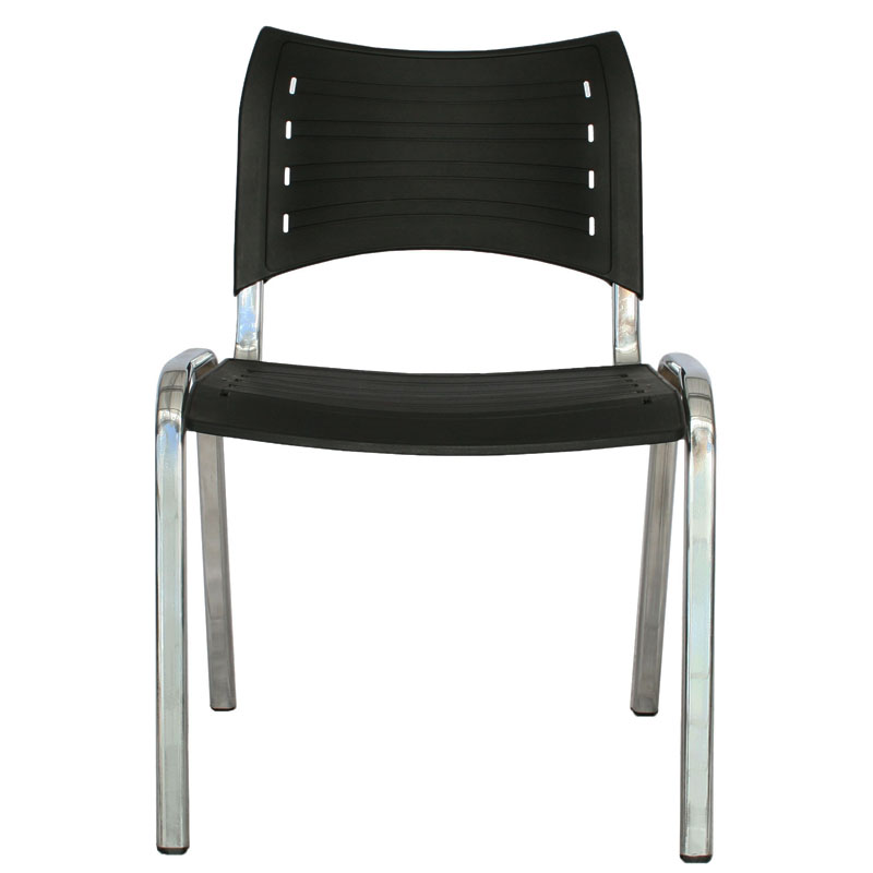 SILLA INTERLOCUTORA ESTRUCTURA CROMO PLASTICO NEGRO SMART